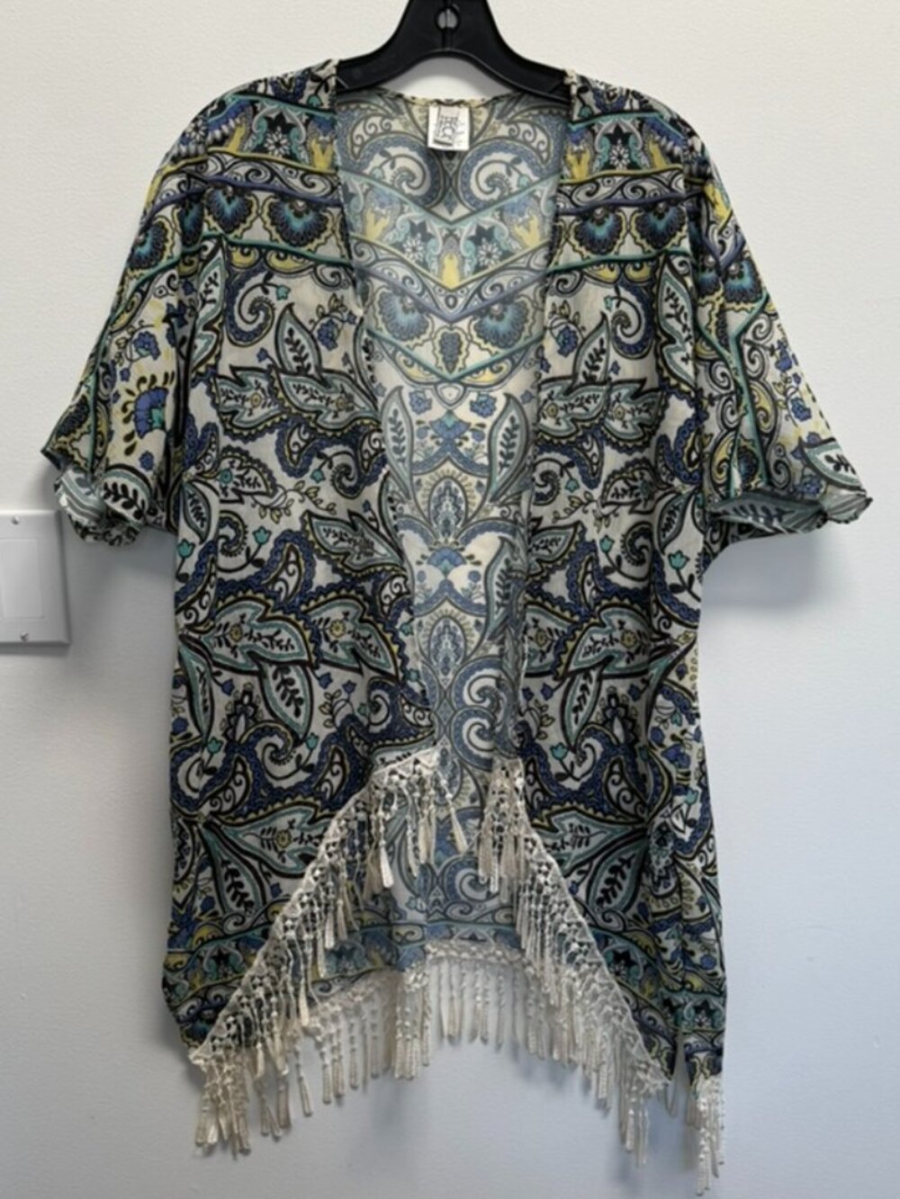 Vintage BECCA Fringe Trim Swim Coverup Kaftan Size M/L